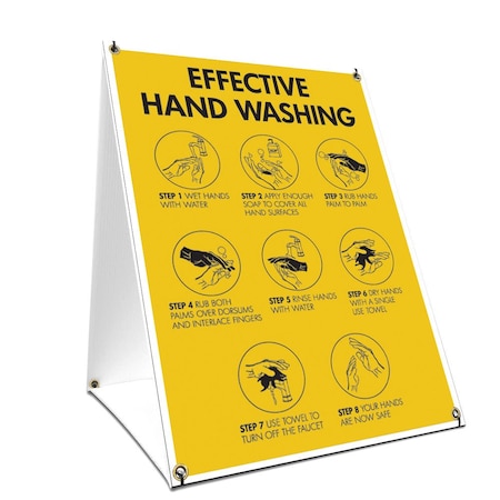 Signmission OSHA, Effective Hand Washing, 18in X 24in A-frame Heavy Duty, 24" W, 18" L, Effective Hand Washing OS-NS-SBC-1824-25593
